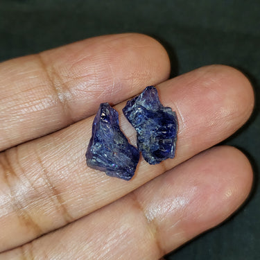 2Pc Natural Tanzanite Roughs. Sizes - 14x11mm and 14x8mm